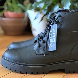 Zoo York Men’s Black Combat Boots Size 12 – Lace-Up & Side Zip Streetwear